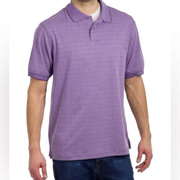 Haggar Men's Short-Sleeve Mini-Box Polo Shirt purple xl - Picture 1 of 5